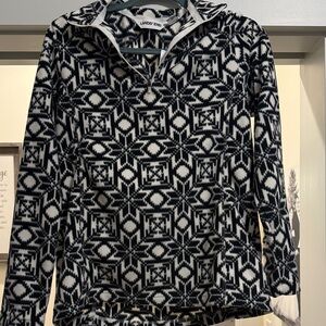 Lands' End Black and White Geometric Pullover